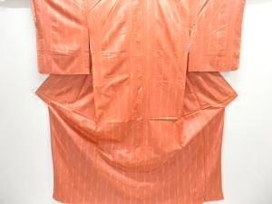 アンティーク　雨縞模様織り出し手織り紬着物